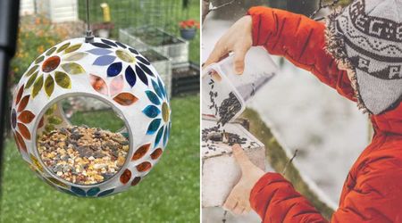 Amazon Has a Fly-Through Bird Feeder Adorned in Colorful Glass Mosaic — It Costs Less Than $20
