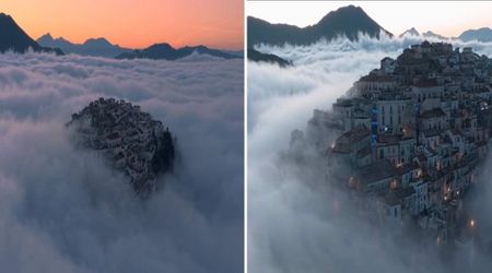 Photographer Captures Surreal Footage of an Italian Town Situated Above a Sea of Clouds
