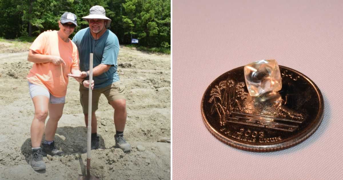 Florida couple stumbled upon a 3.36-carat diamond in the Crater of Diamonds State park (Cover Image Source: Facebook | Arkansas State Parks)
