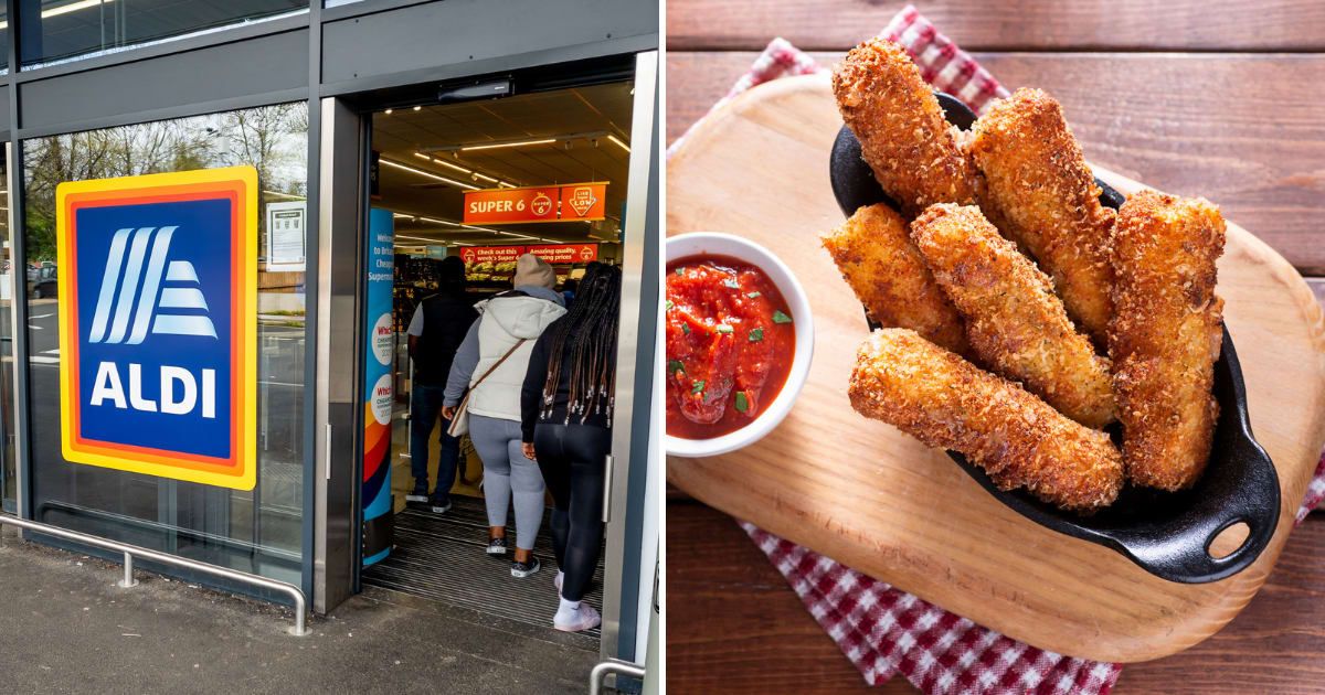 (L) Customer walking into an ALDI's grocery store, (R) Mozzarella sticks with tomato sauce (Representative Cover Image Source: Getty Images | (L) Yau Ming Low, (R) Rudisill)
