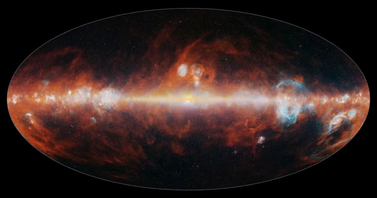 NASA's SPHEREx has mapped the entire sky in 102 infrared colors. This image features a selection of colors emitted primarily by stars and cosmic dust. (Cover Image Source: NASA/JPL-Caltech)