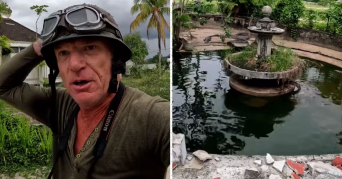 (L) Explorer appears shocked after his encounter at an abandoned zoo. (R) Pond within the abandoned zoo. (Cover Image Source: YouTube | @Im Going In)
