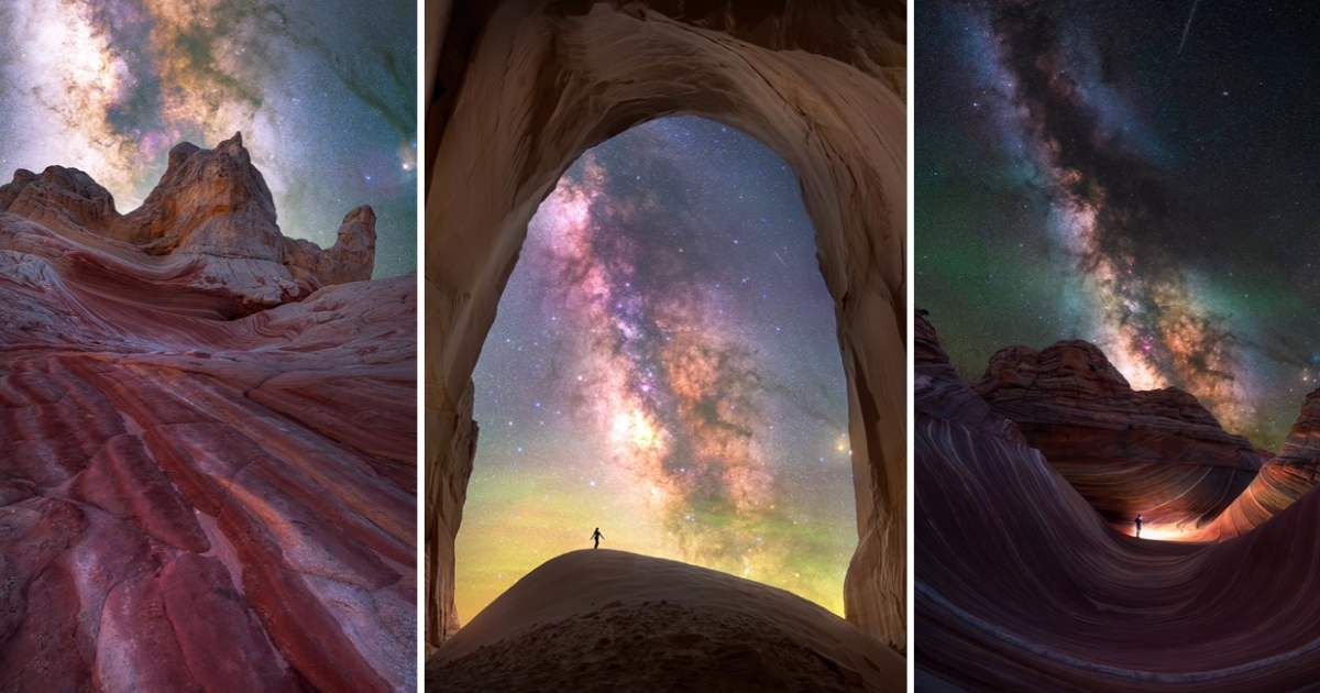 Photographer recorded glittering views of the Milky Way from a cave in a desert in Southern Utah's White Pocket (Cover Image Source: Instagram | @clanger_mcbanger)