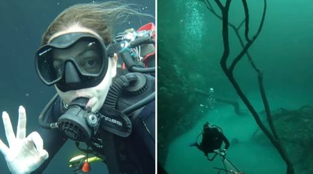 Scuba Diver Exploring Creepy Dive Site in Mexico Captures Bizarre Underwater Illusion Dividing the Sea
